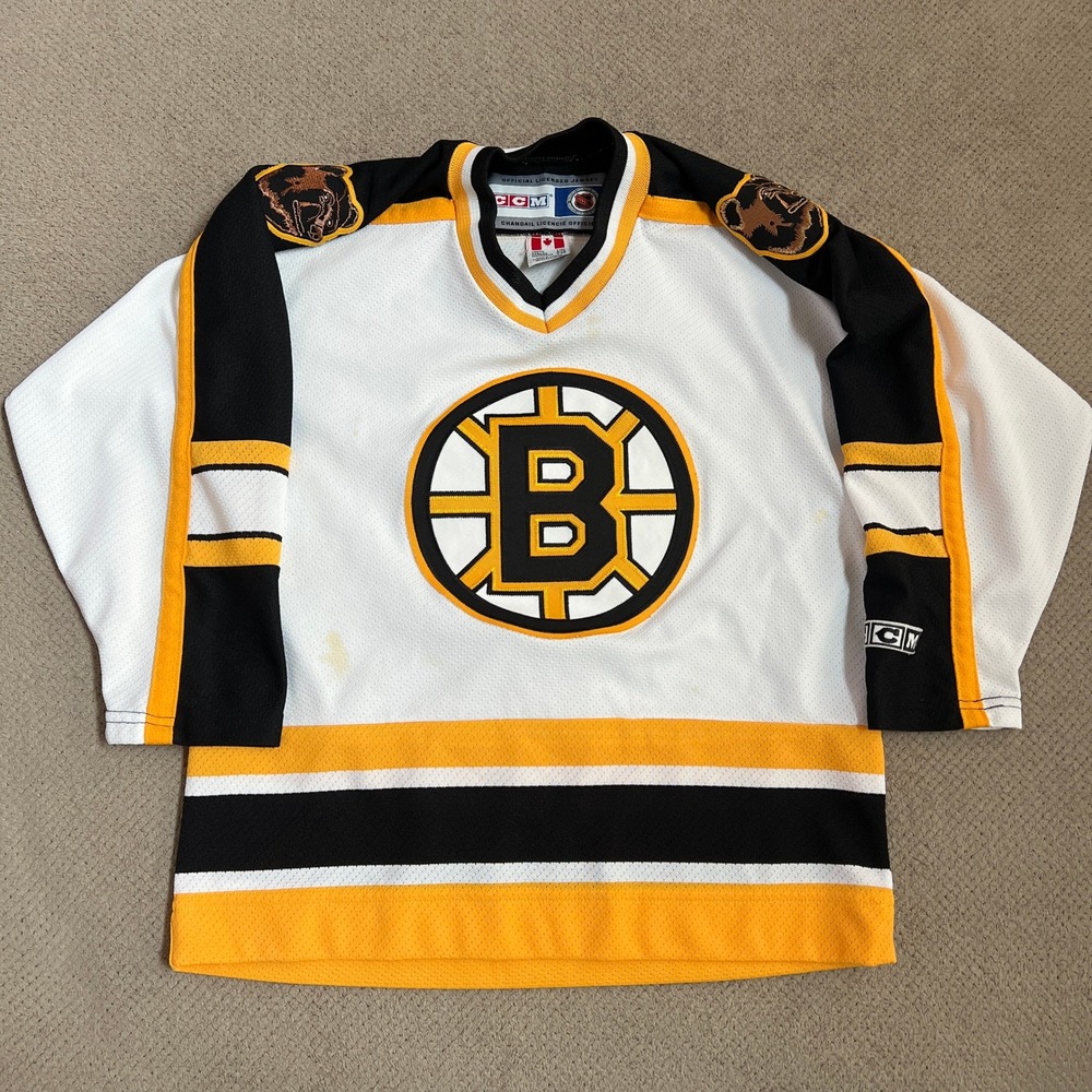 Vintage 1990s‎ Boston Bruins CCM NHL Hockey Jersey White Youth L/XL